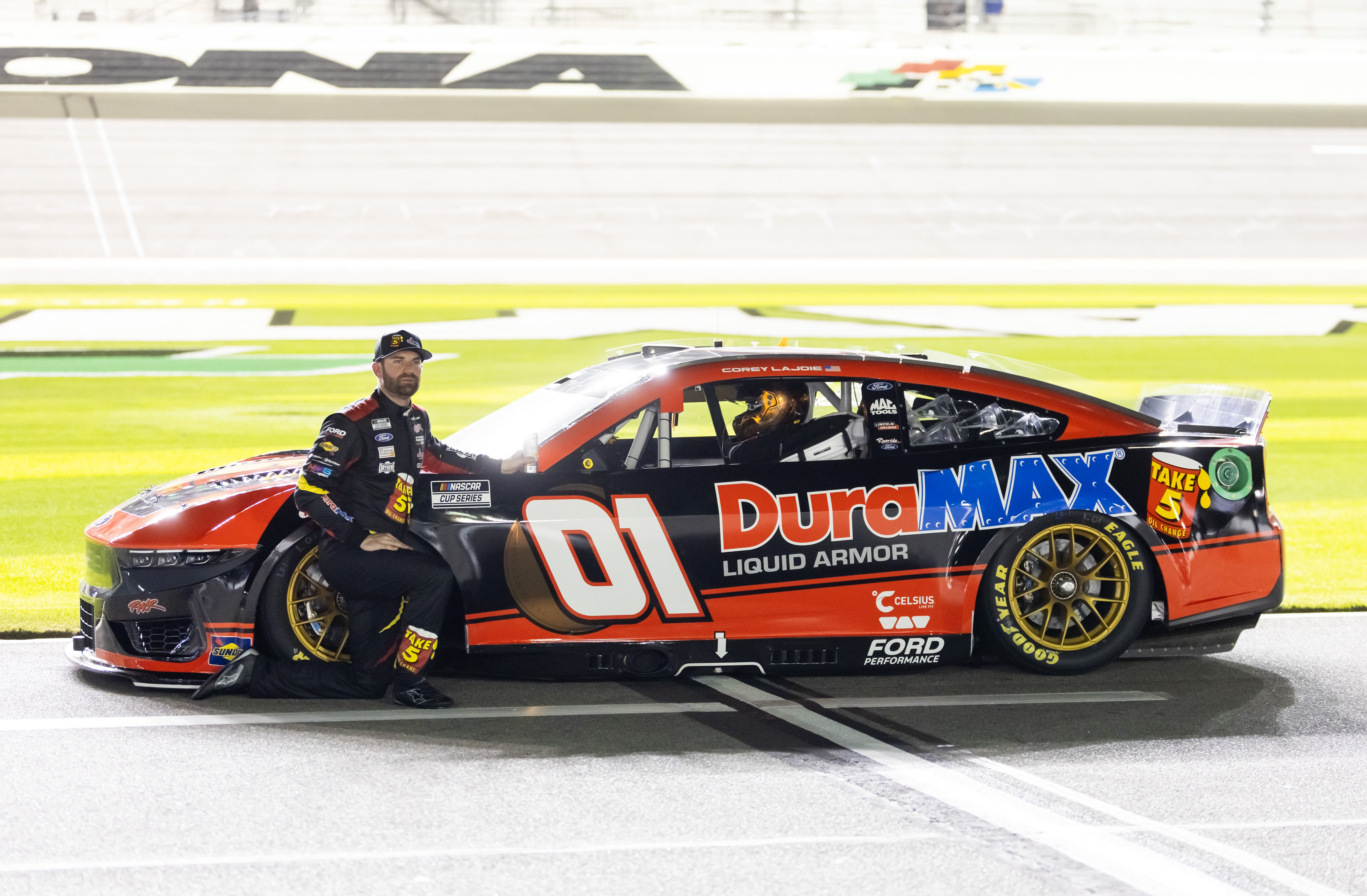 NASCAR Cup Series driver Corey LaJoie (01) during qualifying for the Daytona 500 at Daytona International Speedway. Mandatory Credit: Mark J. Rebilas-Imagn Images